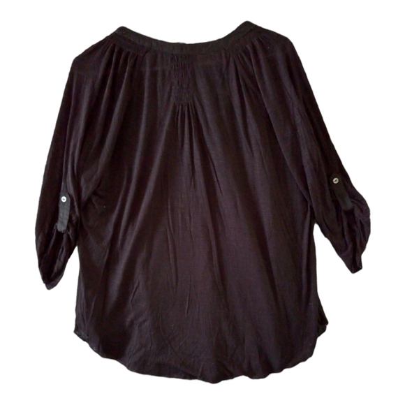 VTG Women’s Black Light blouse Nine West Velvet Pattern Size L - Picture 2 of 6